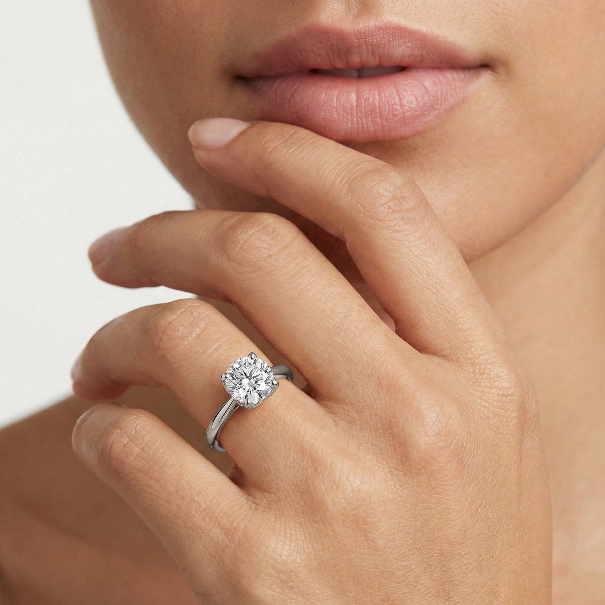 Odessa Round Lab Grown Diamond Flower Petal Solitaire Engagement