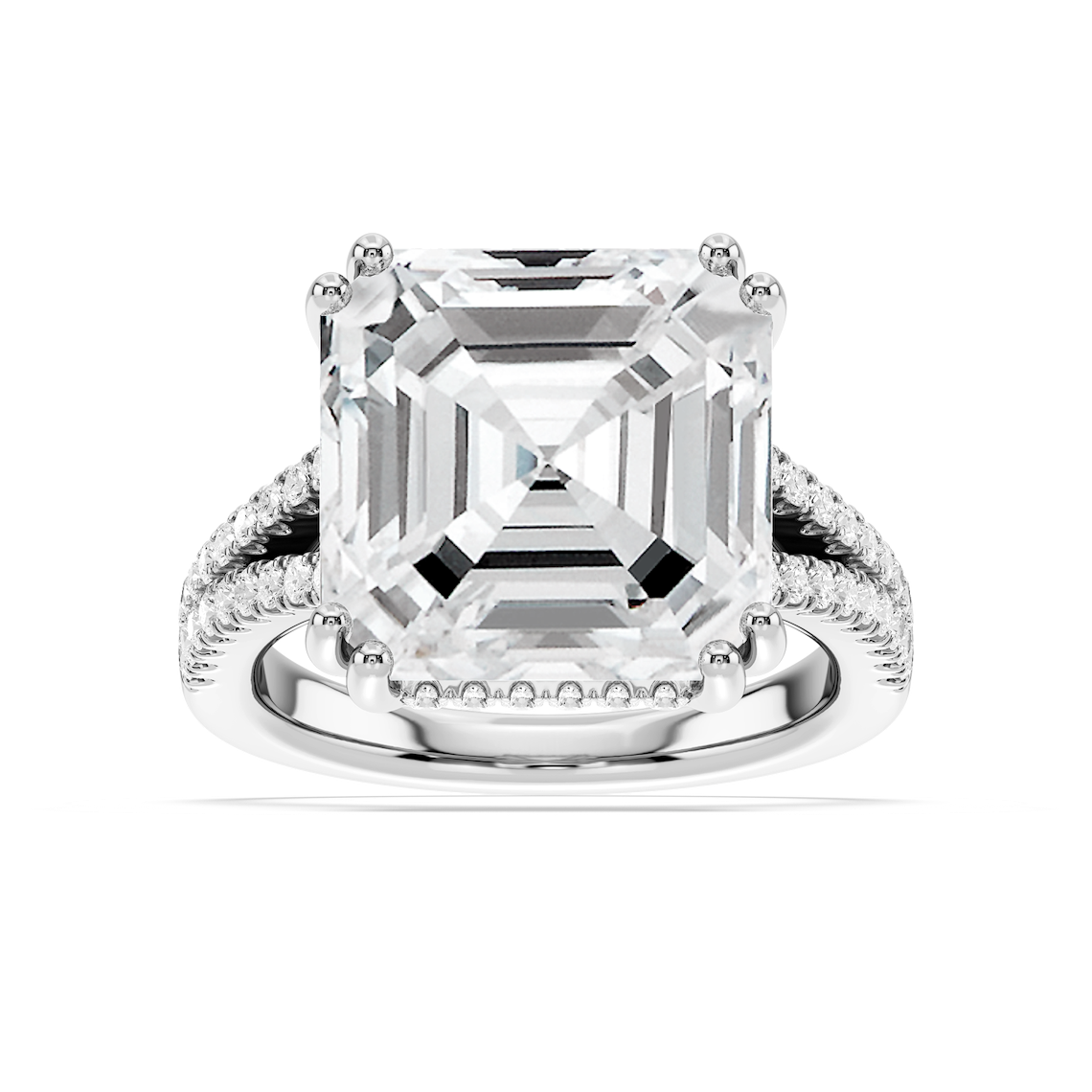 Paisley 15 ctw Asscher Lab Grown Diamond Split Shank Hidden Halo