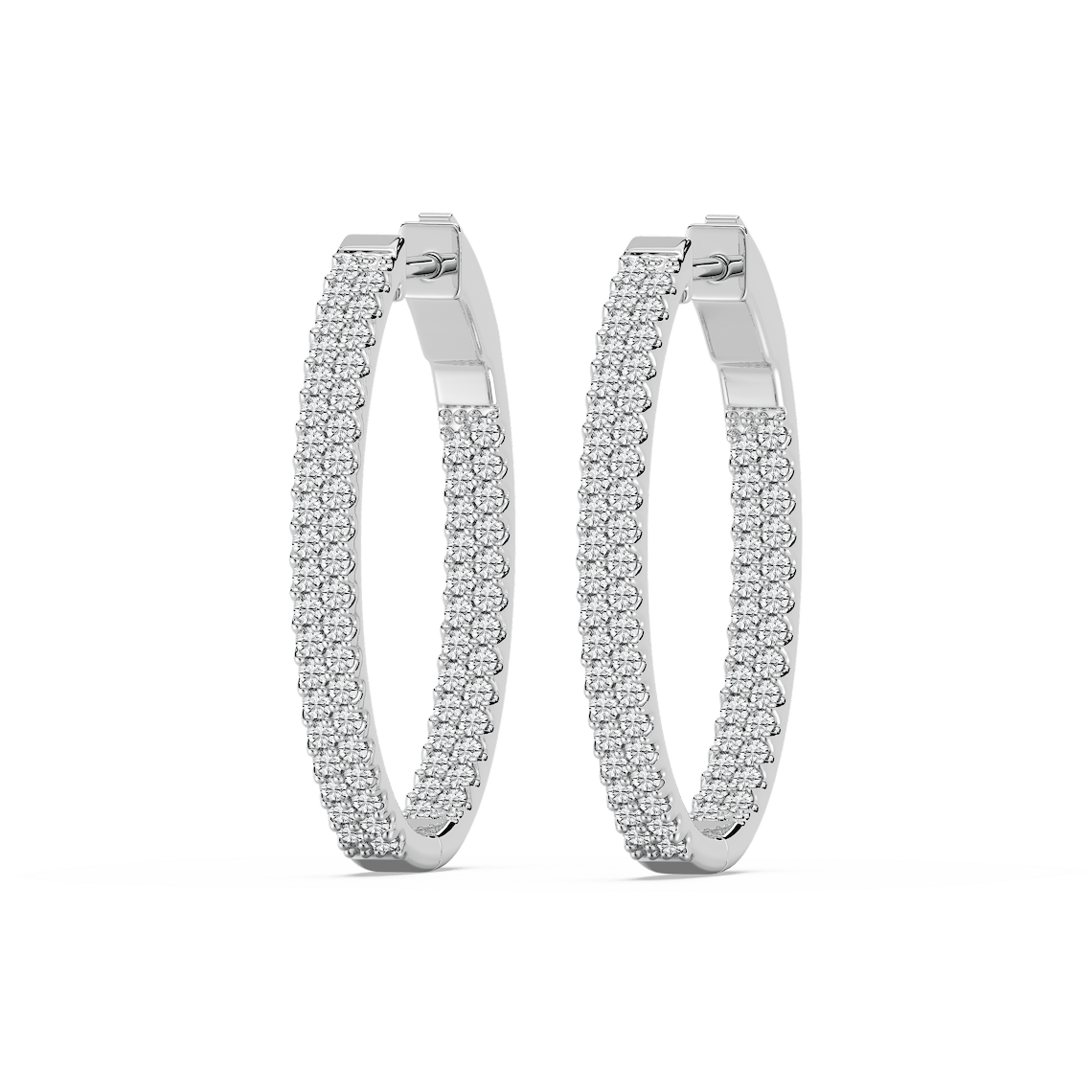 2 ctw Round Lab Grown Diamond Pavé Set Inside-Out Hoop Earrings