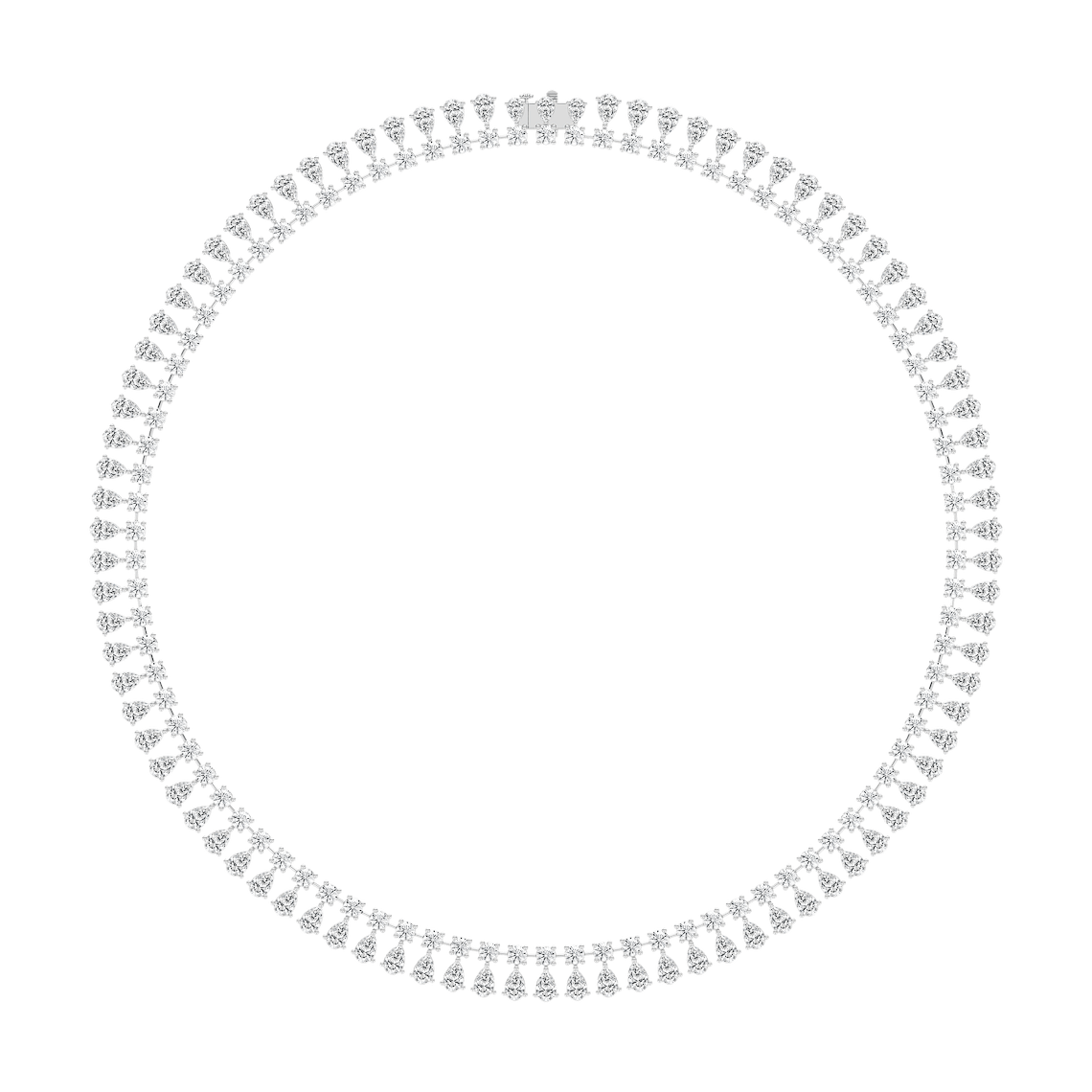 40 ctw Round and Pear Lab Grown Diamond Tennis Necklace - 18