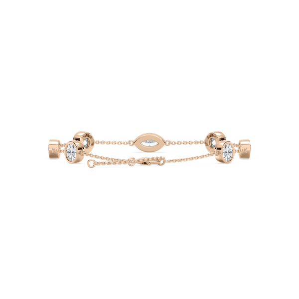 Round Marquise Station Bracelet in Rose Gold