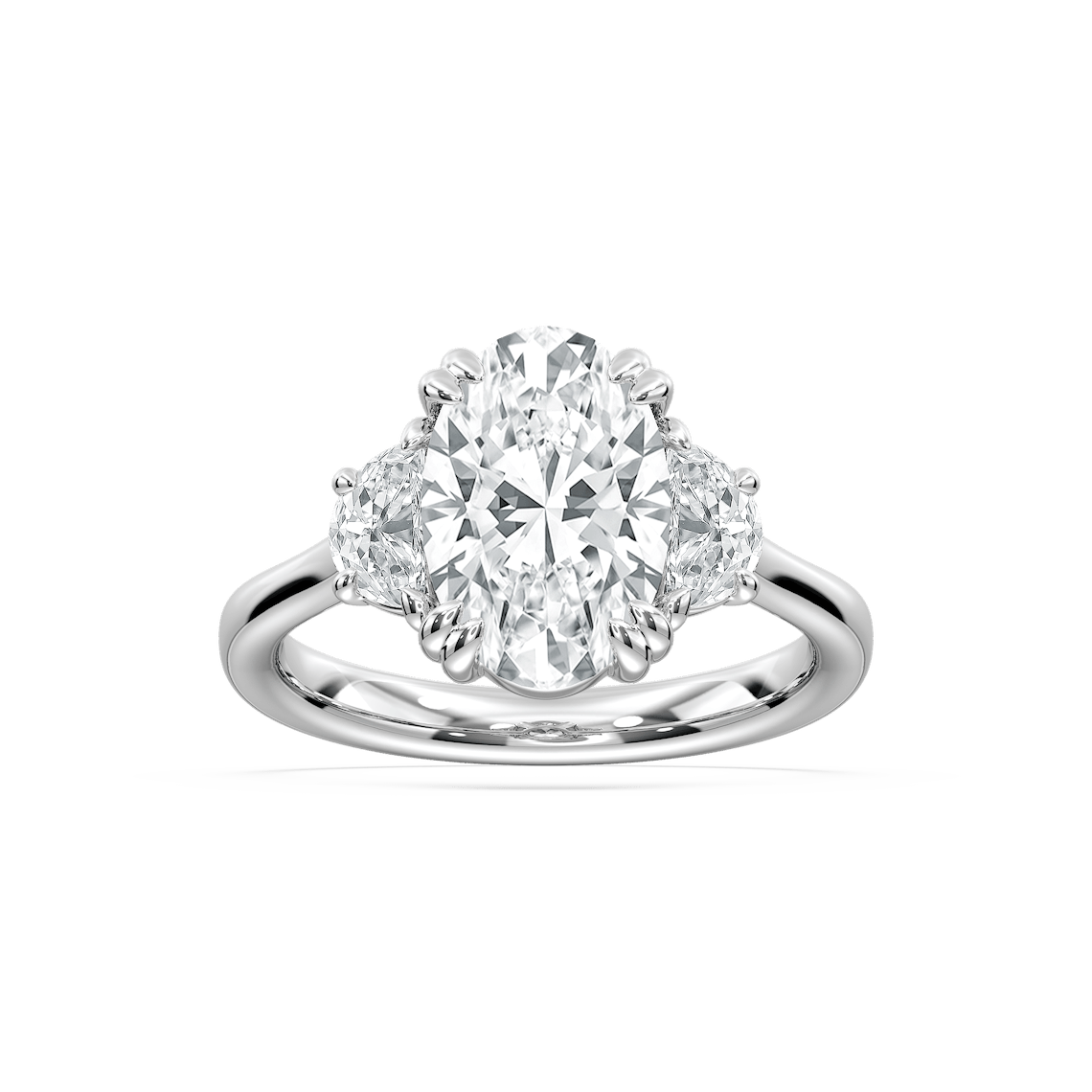 Luna 3 ½ ctw Oval Lab Grown Diamond Double Claw Prong Three Stone