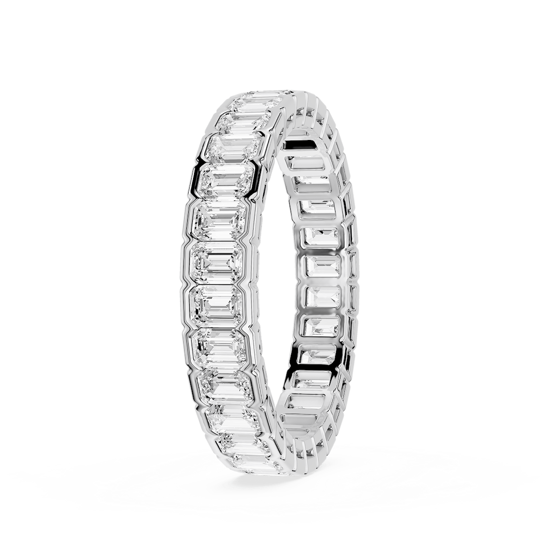Serena Emerald Lab Grown Diamond Half Bezel Eternity Band | MiaDonna