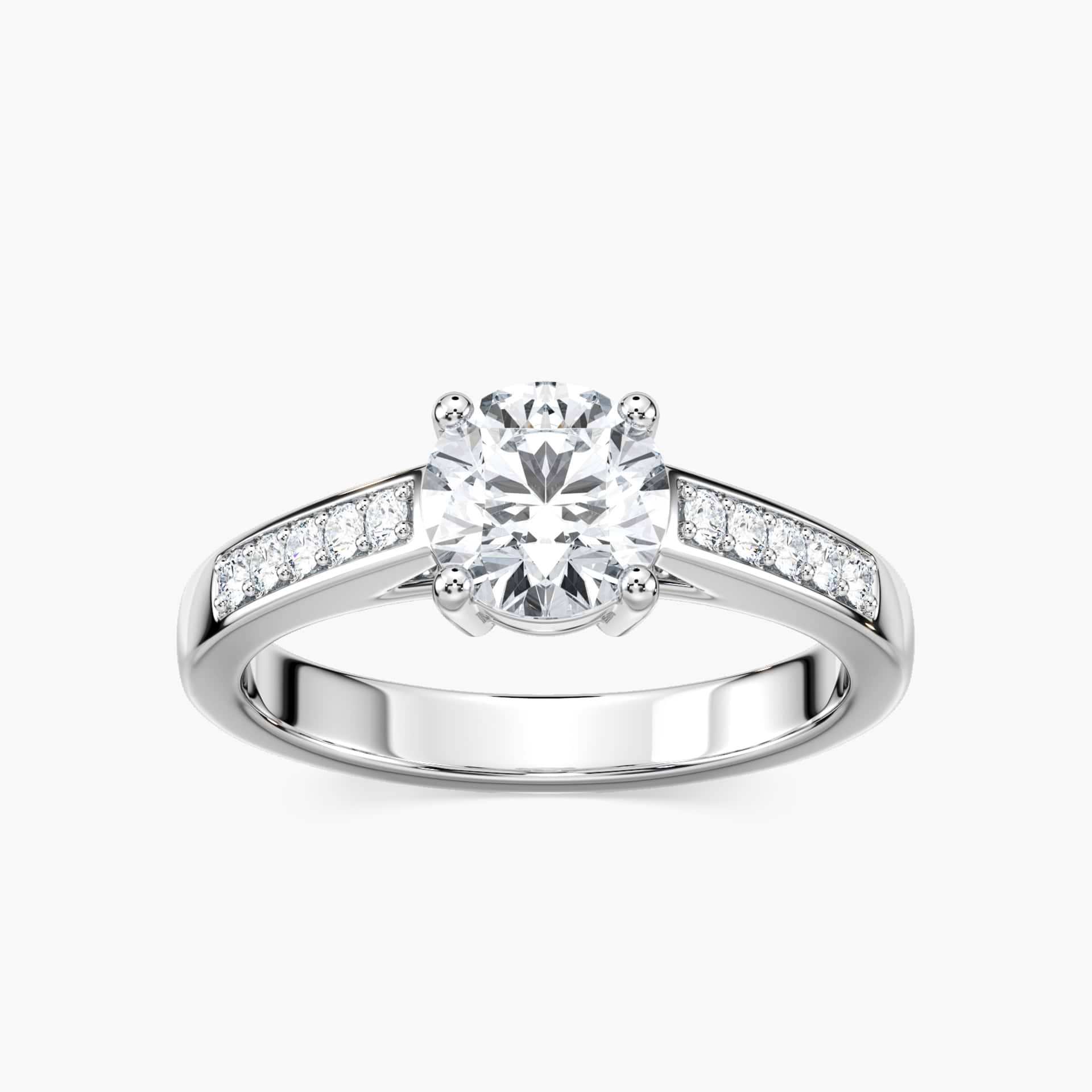 Ashley Lab Grown Diamond Channel Side Stone Engagement Ring - MiaDonna