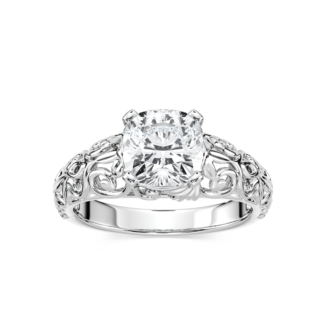 Tory Cushion Lab Grown Diamond Filigree Solitaire Engagement Ring