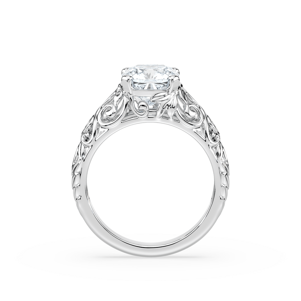 Tory Cushion Lab Grown Diamond Filigree Solitaire Engagement Ring