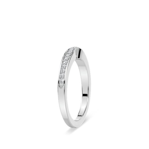 Unity diamond accented wedding band in recycled 14K white gold made to fit the Unity Engagement Ring | Unity diamond accented wedding band recycled 14K white gold Unity Engagement Ring