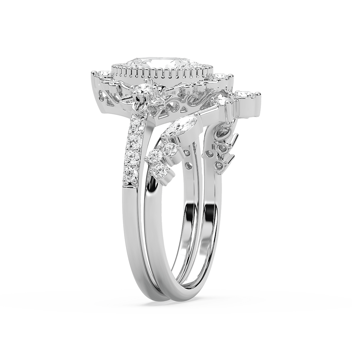 Analeah 2 ctw Oval Lab Grown Diamond Vintage Filigree Wedding Set
