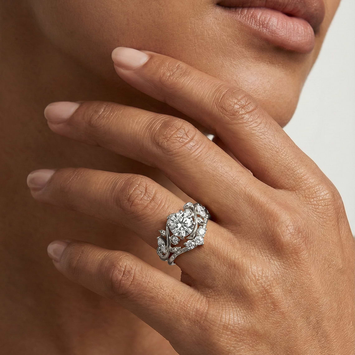Seraphina 1 ¹⁄₃ ctw Round Lab Grown Diamond Vintage Floral Wedding
