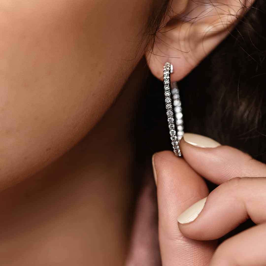 Lab-Grown Diamond Round Inside Out Hoops.