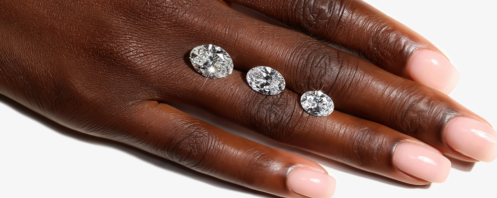 2 ct, 3 ct, and 5 ct oval lab-grown diamonds