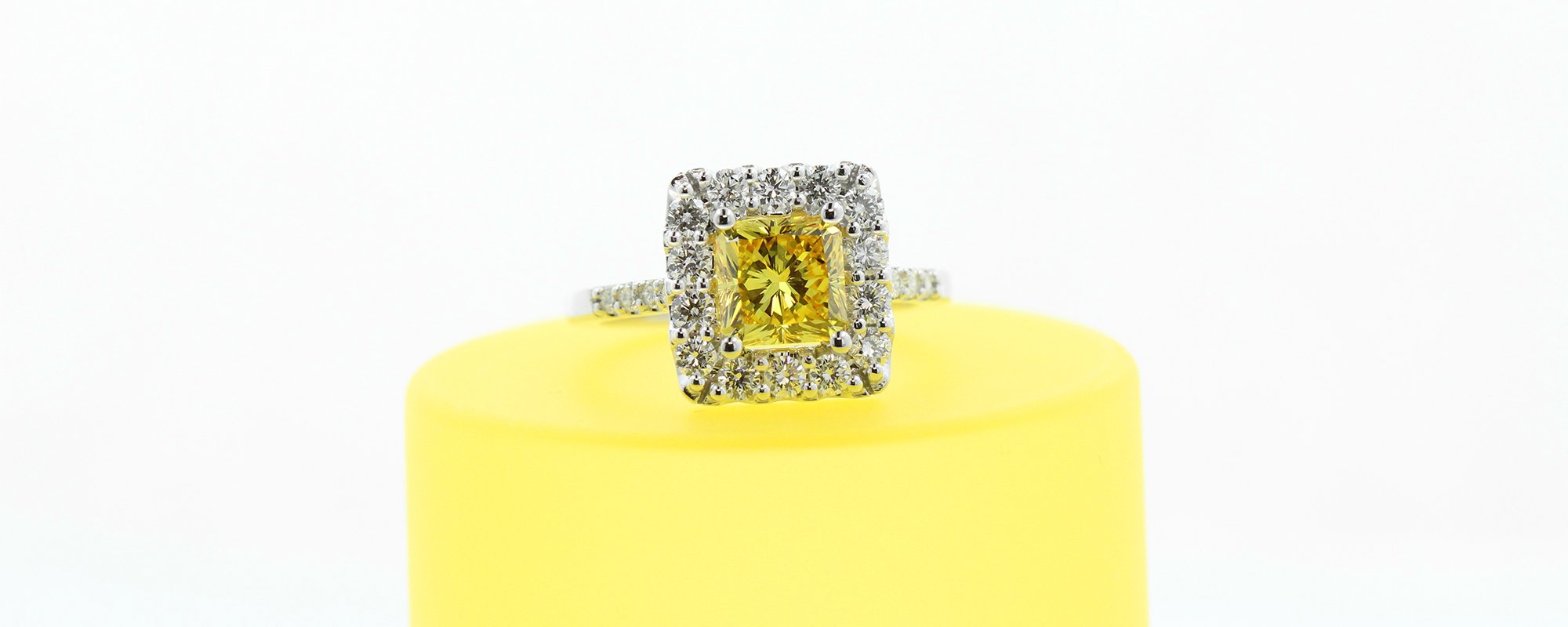 Custom Yellow Lab Created Diamond Ring