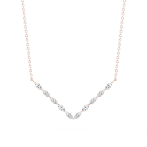 1/2 ctw Marquise Lab Grown Diamond Share Prong V Necklace - 18 Inches