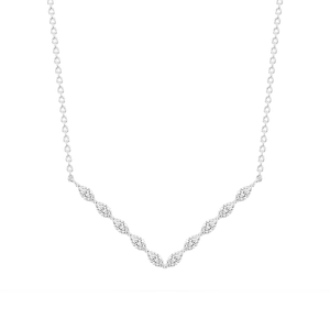 1/2 ctw Marquise Lab Grown Diamond Share Prong V Necklace - 18 Inches