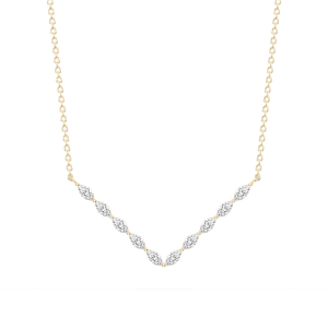 1/2 ctw Marquise Lab Grown Diamond Share Prong V Necklace - 18 Inches
