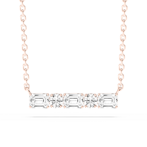 1/2 ctw Round and Emerald Lab Grown Diamond Alternating Five-Stone Necklace - 16-18 Inches