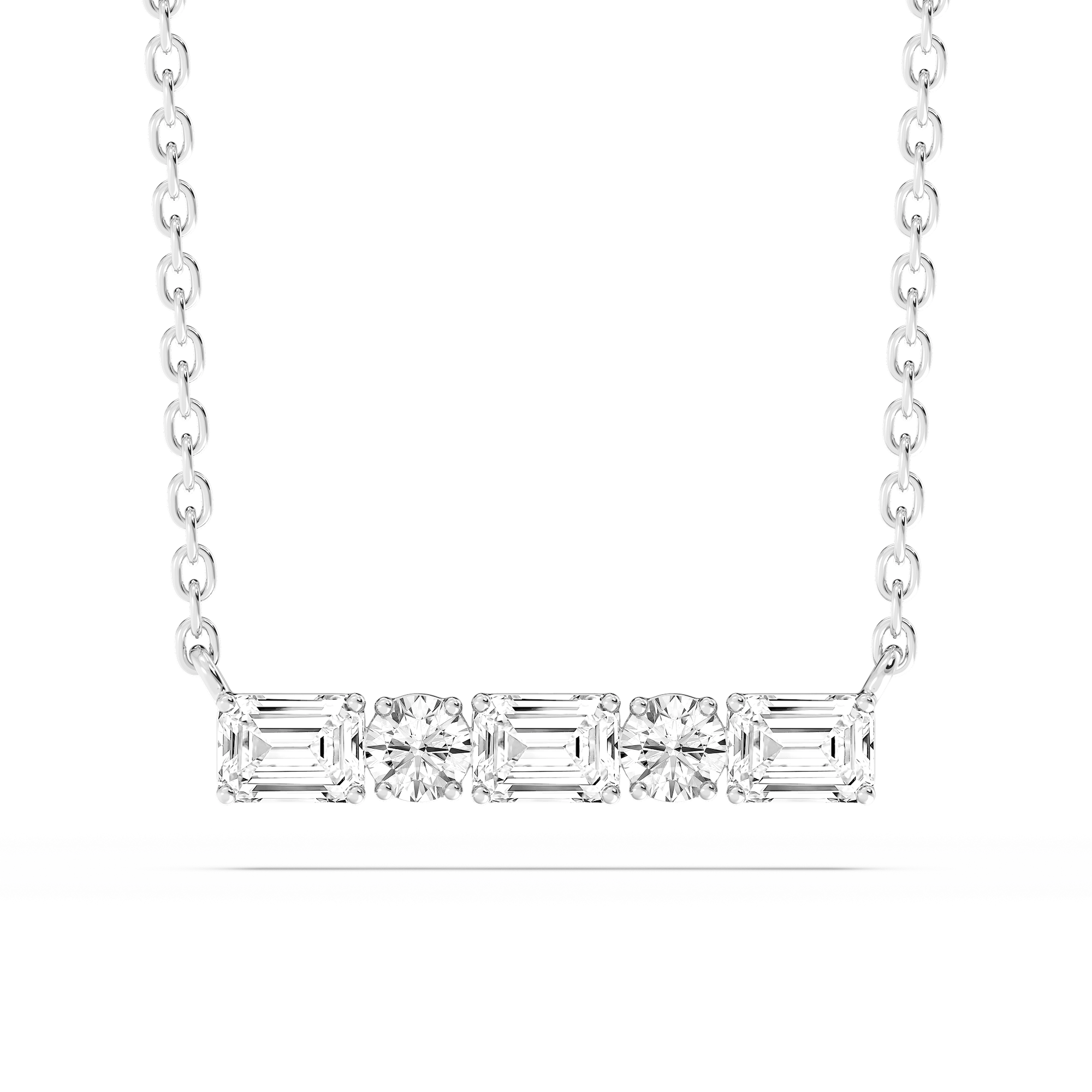 1/2 ctw Round and Emerald Lab Grown Diamond Alternating Five-Stone Necklace - 16 to 18 Inches