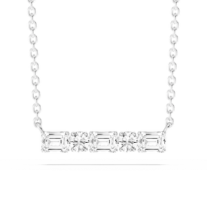 1/2 ctw Round and Emerald Lab Grown Diamond Alternating Five-Stone Necklace - 16-18 Inches