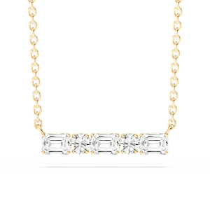 1/2 ctw Round and Emerald Lab Grown Diamond Alternating Five-Stone Necklace - 16-18 Inches