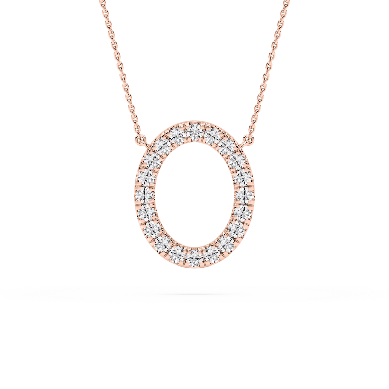 1/6 ctw Oval Lab Grown Diamond Pave Open Square Pendant – 16 to 18 inches