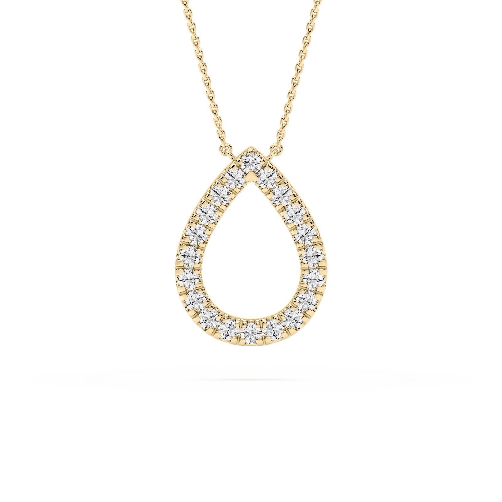 1/6 ctw Pear Lab Grown Diamond Pave Open Square Pendant – 16 to 18 inches