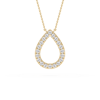 1/6 ctw Pear Lab Grown Diamond Pave Open Square Pendant – 16 to 18 inches