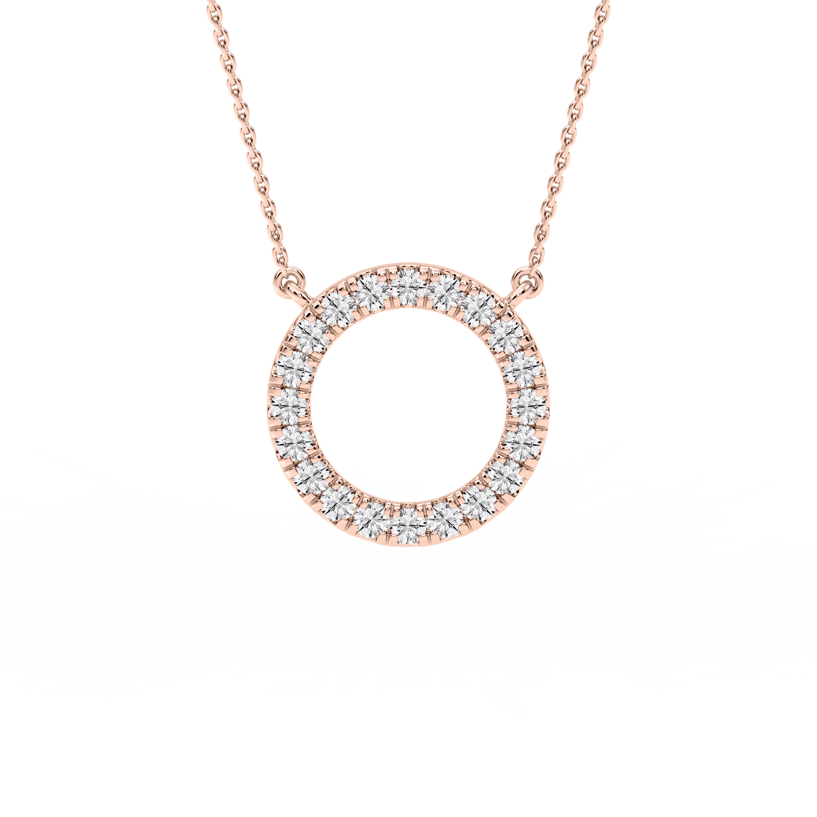 1/6 ctw Round Lab Grown Diamond Pave Open Circle Pendant – 16 to 18 inches