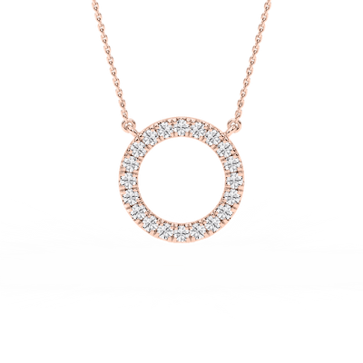 1/6 ctw Round Lab Grown Diamond Pave Open Circle Pendant – 16 to 18 inches