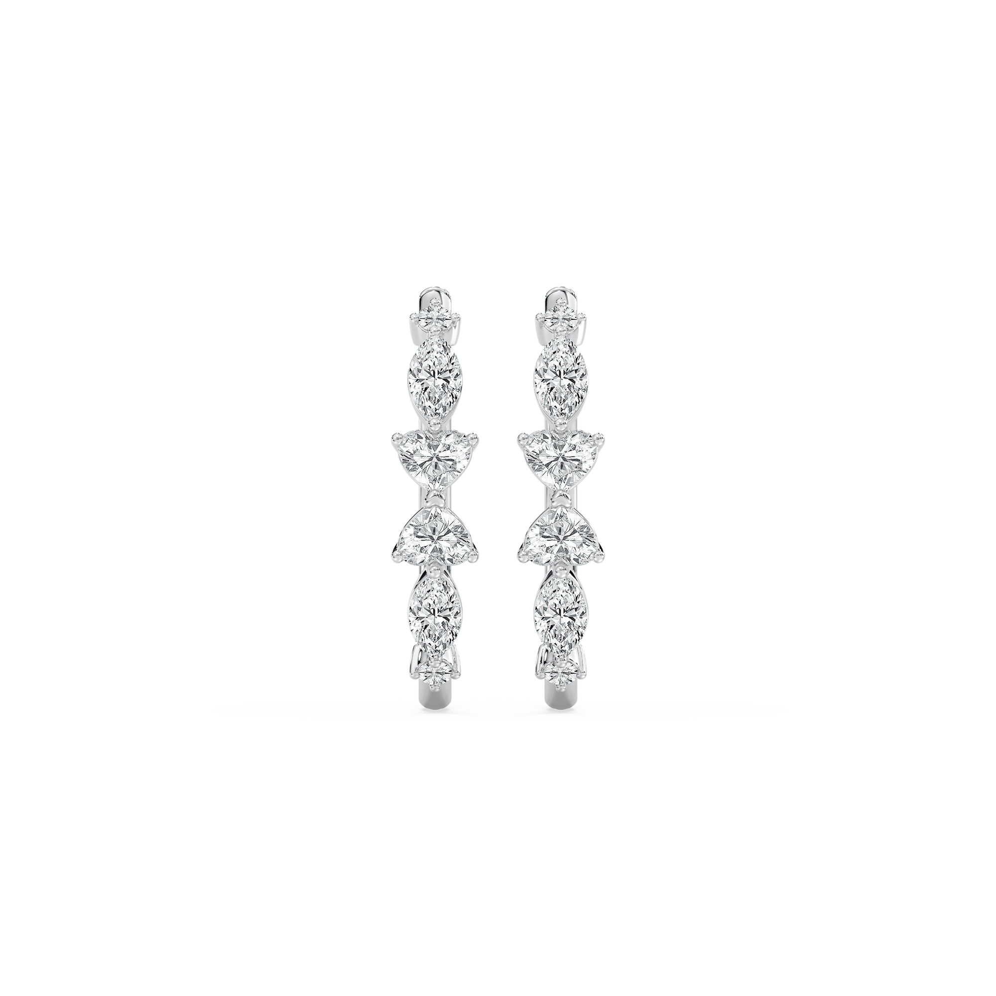 1 ¾ ctw Heart, Round and Marquise Lab Grown Diamond Hoop Earrings