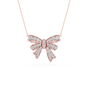 1  ½ ctw Round Lab Grown Diamond Channel Set Bow Pendant - 16 to 18 Inches