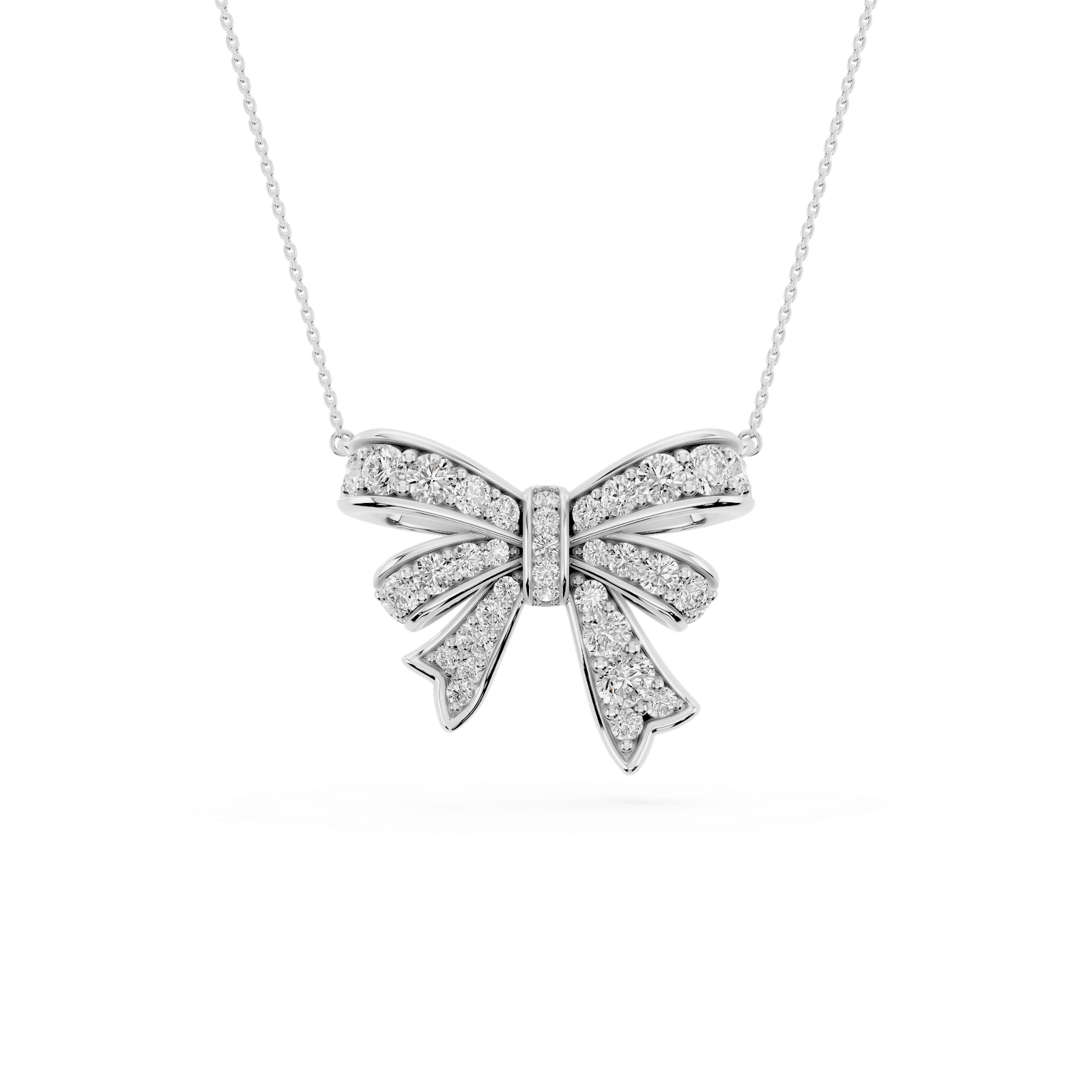 1  ½ ctw Round Lab Grown Diamond Channel Set Bow Pendant - 16 to 18 Inches