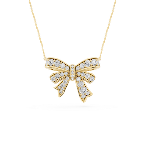1  ½ ctw Round Lab Grown Diamond Channel Set Bow Pendant - 16 to 18 Inches