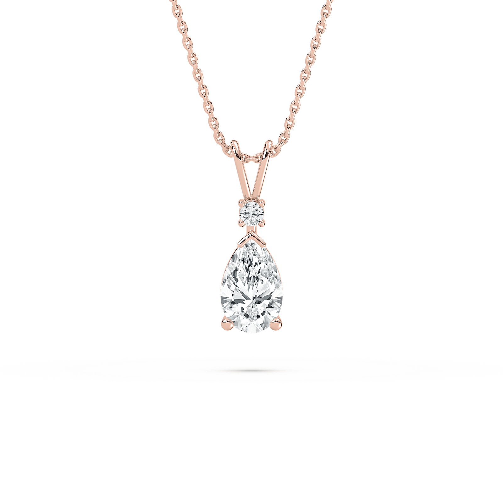 1 ctw Pear and Round Lab Grown Diamond Drop Pendant – 16-18 Inches