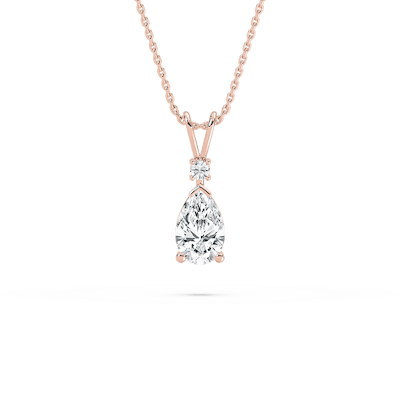 1 ctw Pear and Round Lab Grown Diamond Drop Pendant – 16-18 Inches