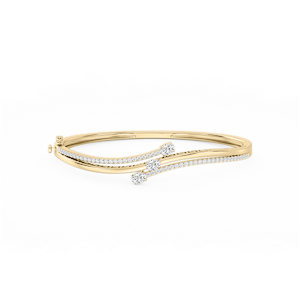 1 ½ ctw Oval and Round Lab Grown Diamond Three Stone Bypass Bangle Bracelet  - 7.25 Inches