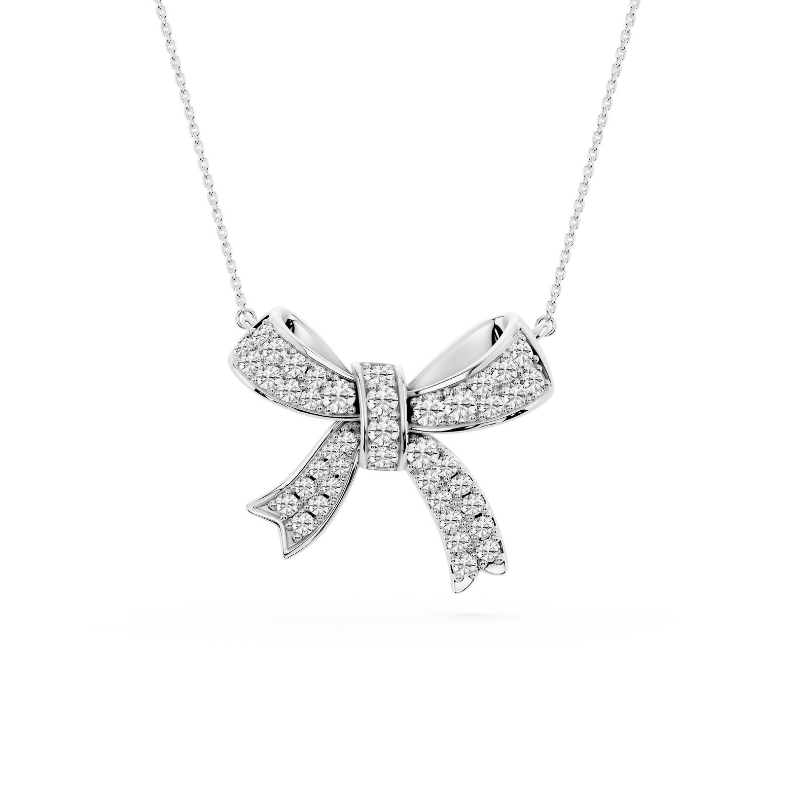 1 ctw Round Lab Grown Diamond Asymmetrical Bow Pendant - 16 to 18 inches