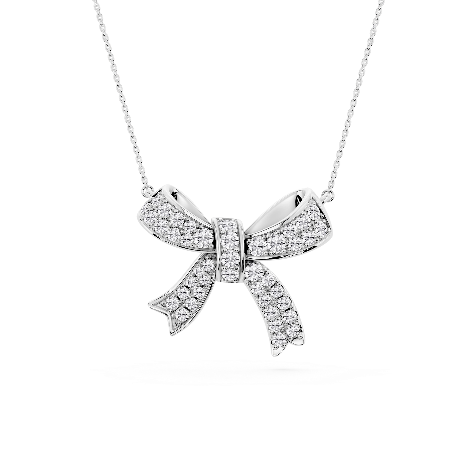 1 ctw Round Lab Grown Diamond Asymmetrical Bow Pendant - 16 to 18 inches