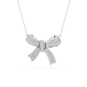 1 ctw Round Lab Grown Diamond Asymmetrical Bow Pendant - 16 to 18 inches