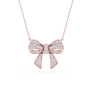 1 ½ ctw Round Lab Grown Diamond Channel Bow Pendant - 16 to 18 inches
