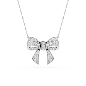 1 ½ ctw Round Lab Grown Diamond Channel Bow Pendant - 16 to 18 inches