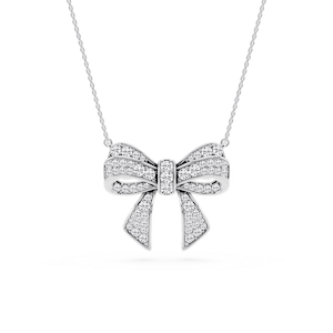 1 ½ ctw Round Lab Grown Diamond Channel Bow Pendant - 16 to 18 inches