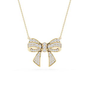 1 ½ ctw Round Lab Grown Diamond Channel Bow Pendant - 16 to 18 inches