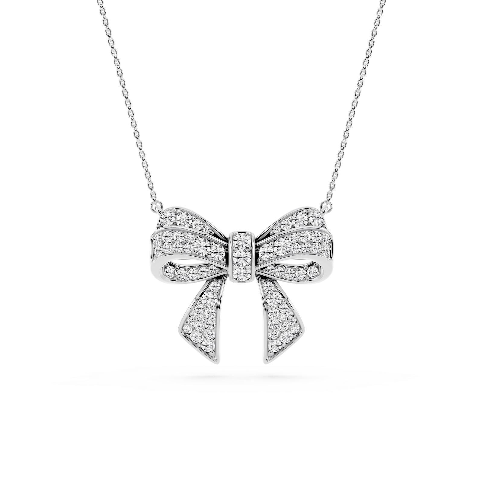 1 ctw Round Lab Grown Diamond Channel Bow Pendant - 16 to 18 inches