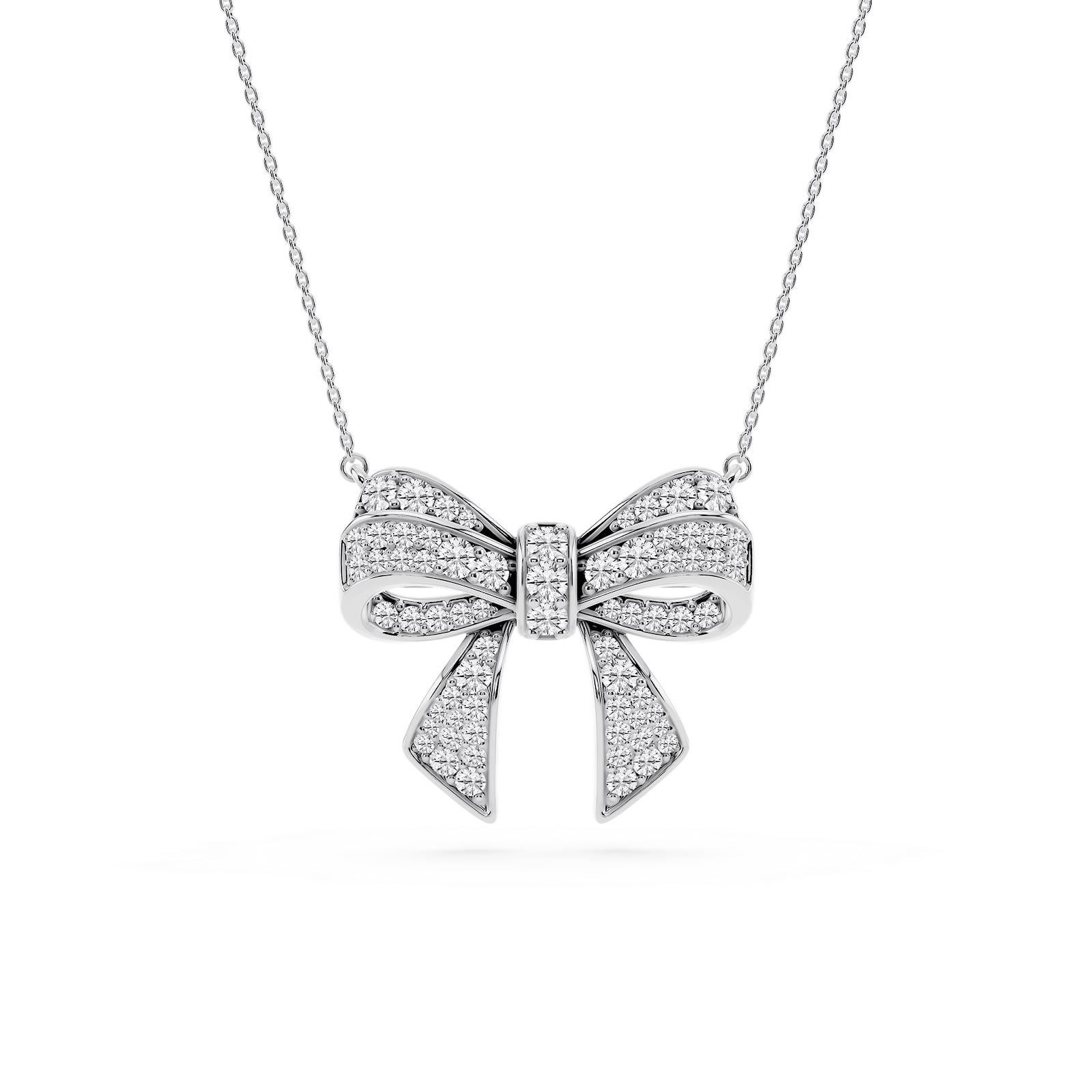 1 ctw Round Lab Grown Diamond Channel Bow Pendant - 16 to 18 inches