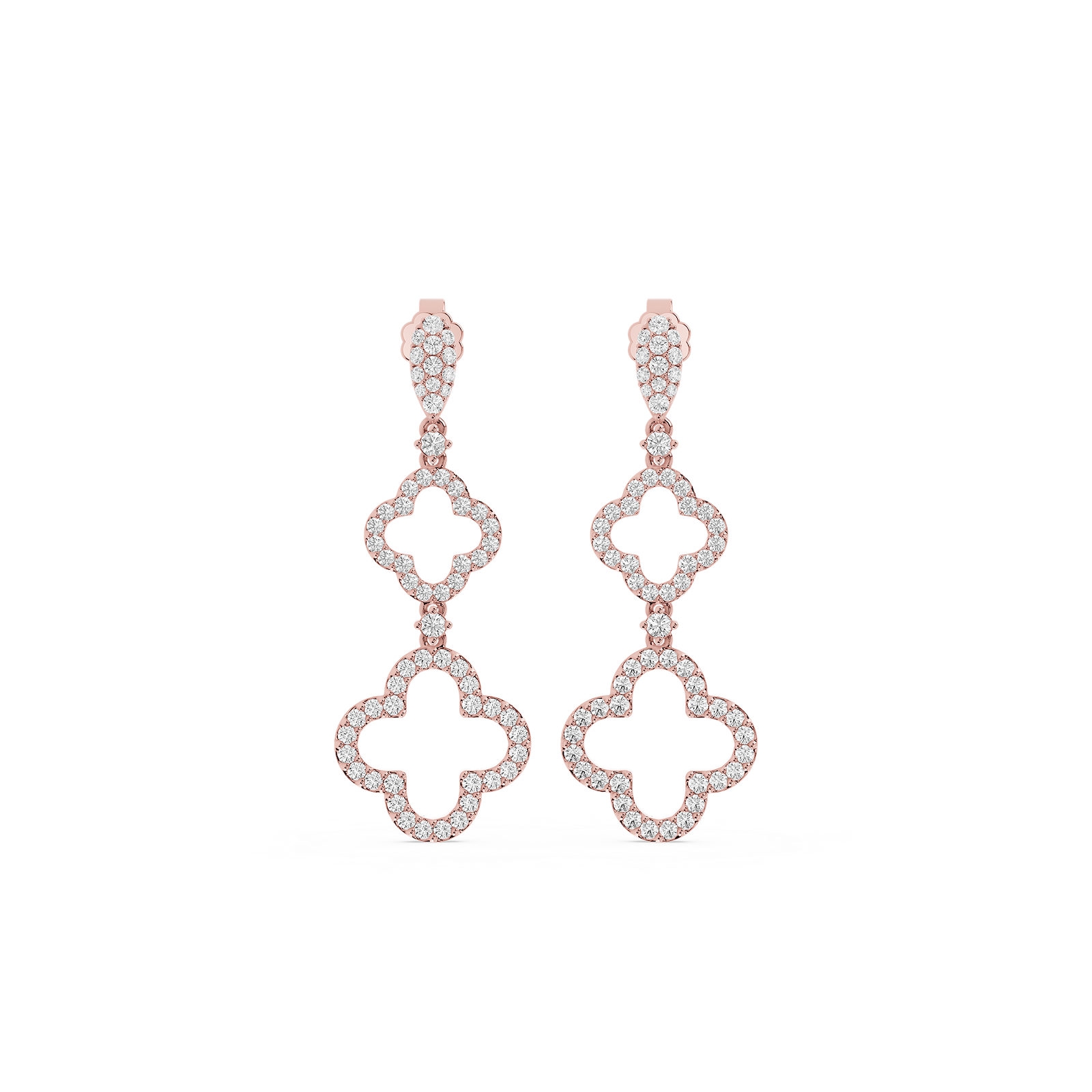 1 ctw Round Lab Grown Diamond Clover Drop Earrings