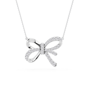 1 ⁵⁄₈ ctw Round Lab Grown Diamond Pave Bow Pendant - 16 to 18 inches