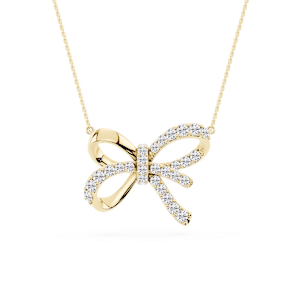 1 ctw Round Lab Grown Diamond Pave Bow Pendant - 16 to 18 inches