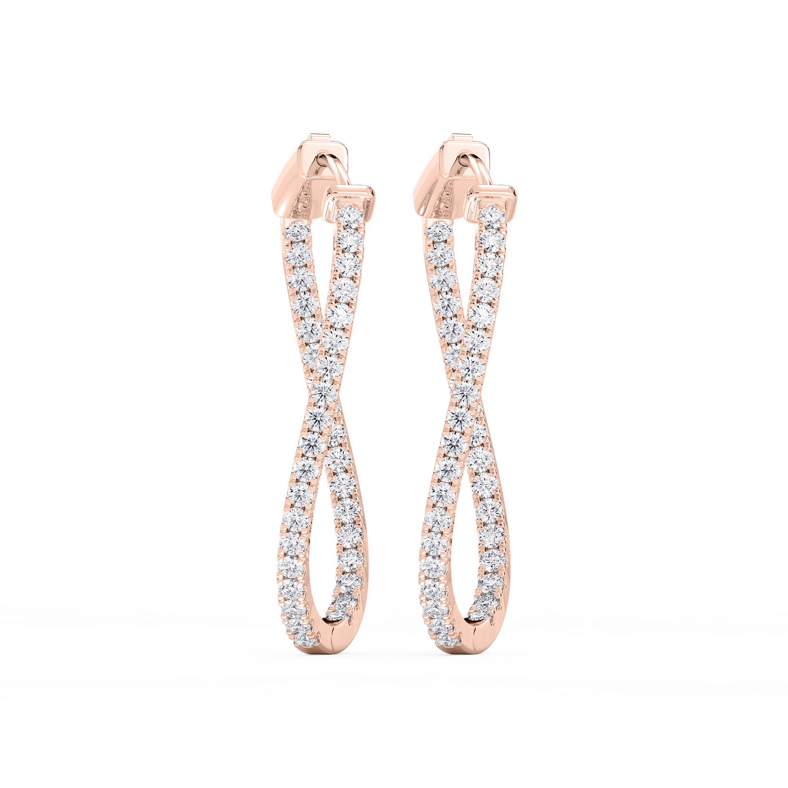 1 ²⁄₅ ctw Round Lab Grown Diamond Prong Set Wavy Hoop Earrings