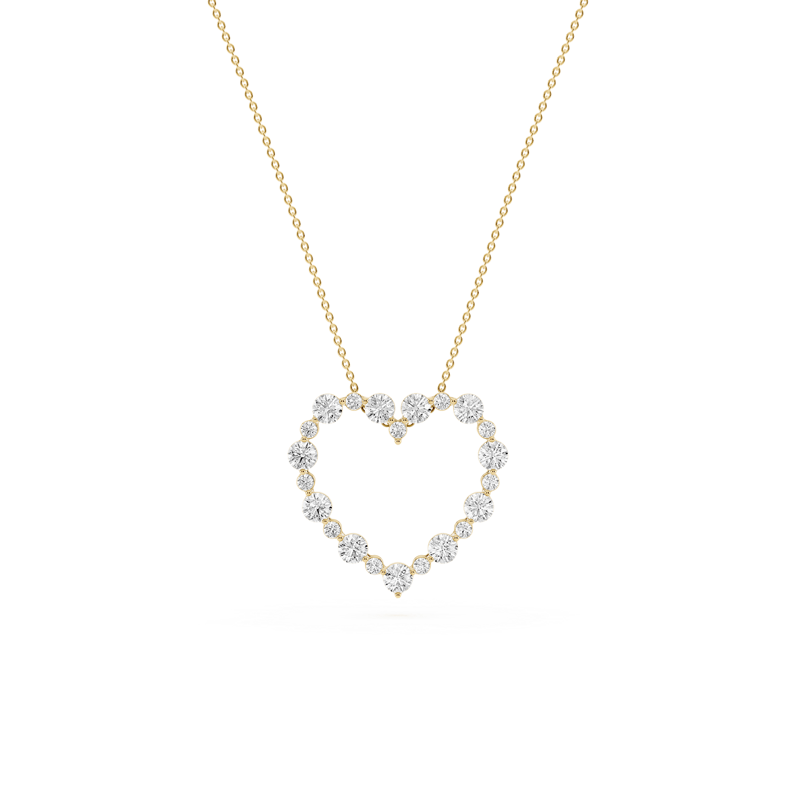 1 ctw Round Lab Grown Diamond Shared Prong Alternating Heart Pendant - 18 Inches