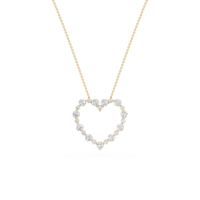 1 ctw Round Lab Grown Diamond Shared Prong Alternating Heart Pendant - 18 Inches
